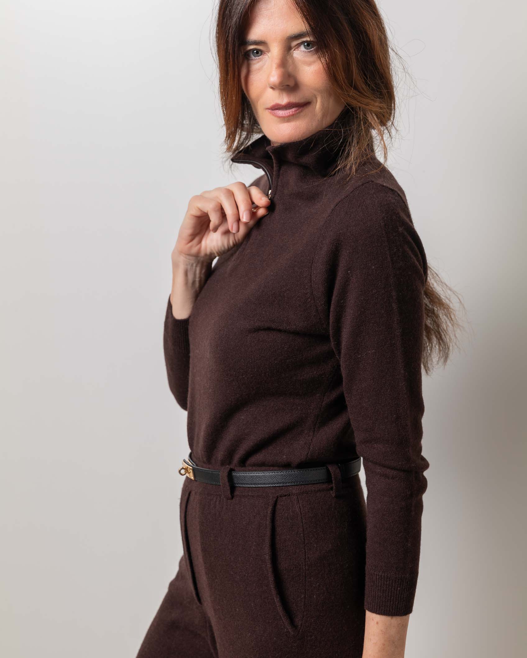 JERSEY CREMALLERA CASHMERE CHOCOLATE BROWN 2