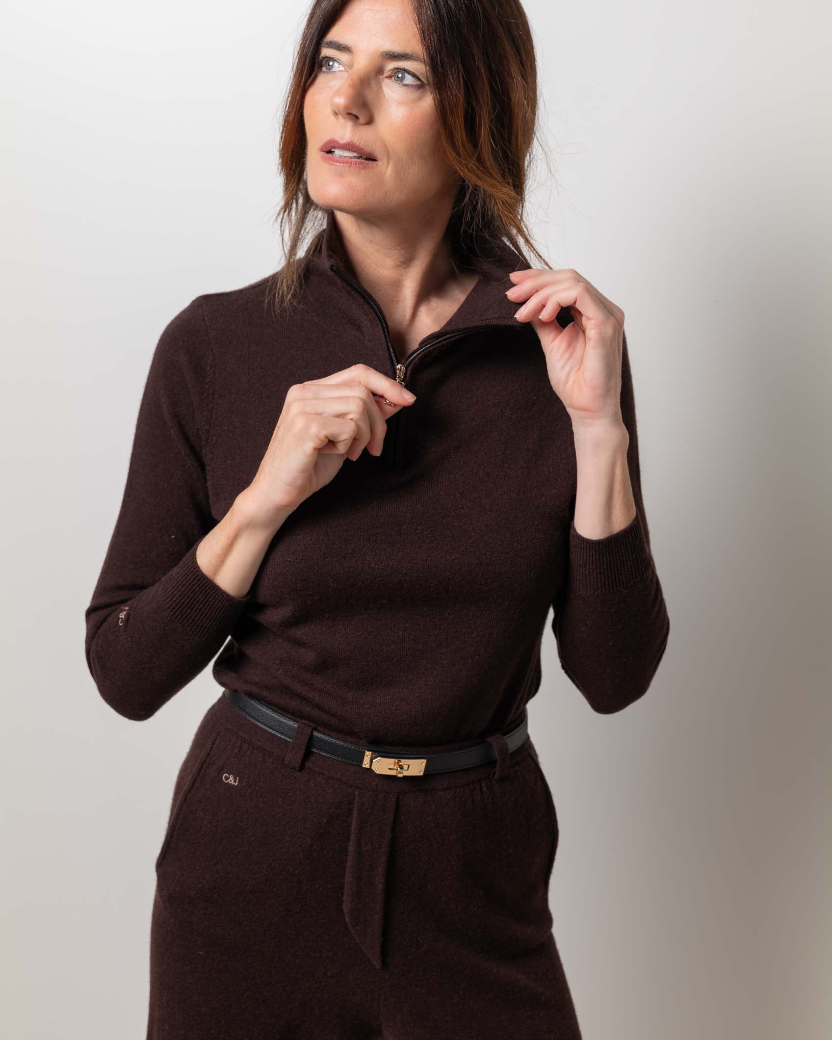 JERSEY CREMALLERA CASHMERE CHOCOLATE BROWN 3