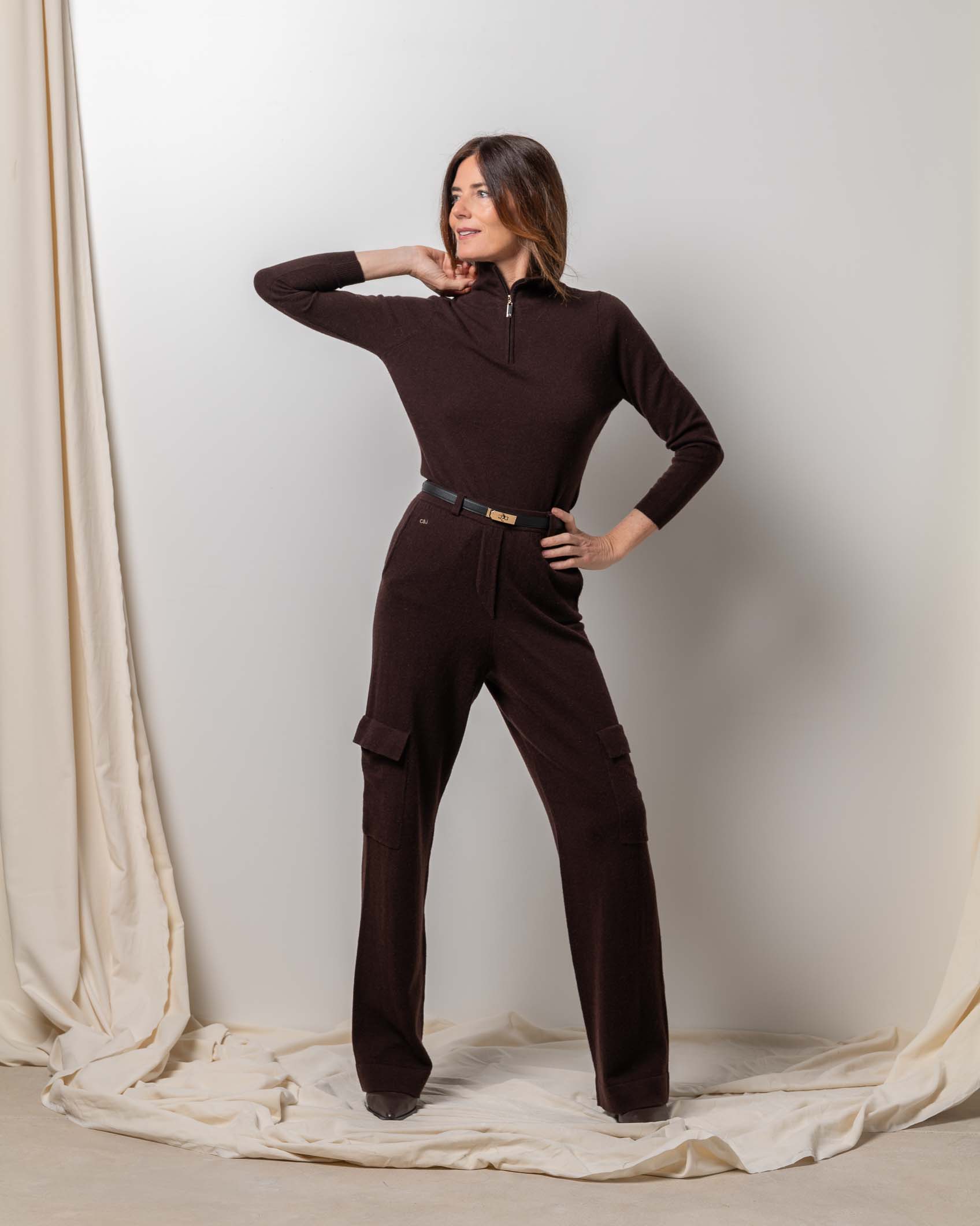 JERSEY CREMALLERA CASHMERE CHOCOLATE BROWN 4