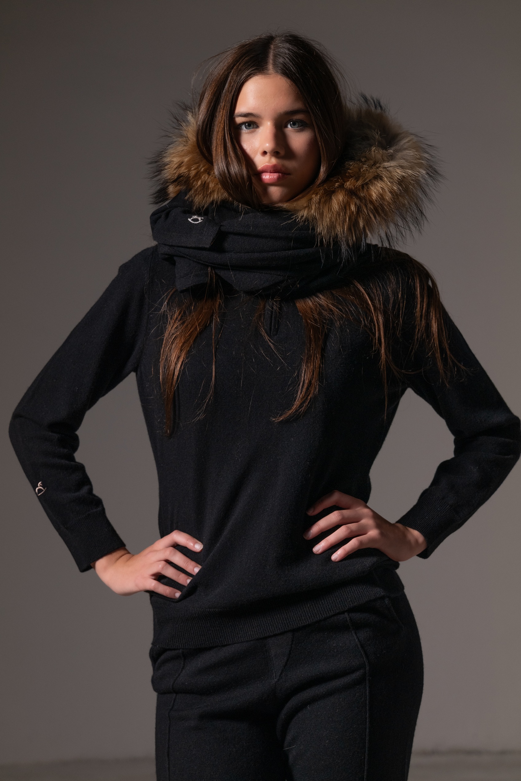 PASHMINA CAPUCHA CASHMERE TALLA UNICA NEGRO