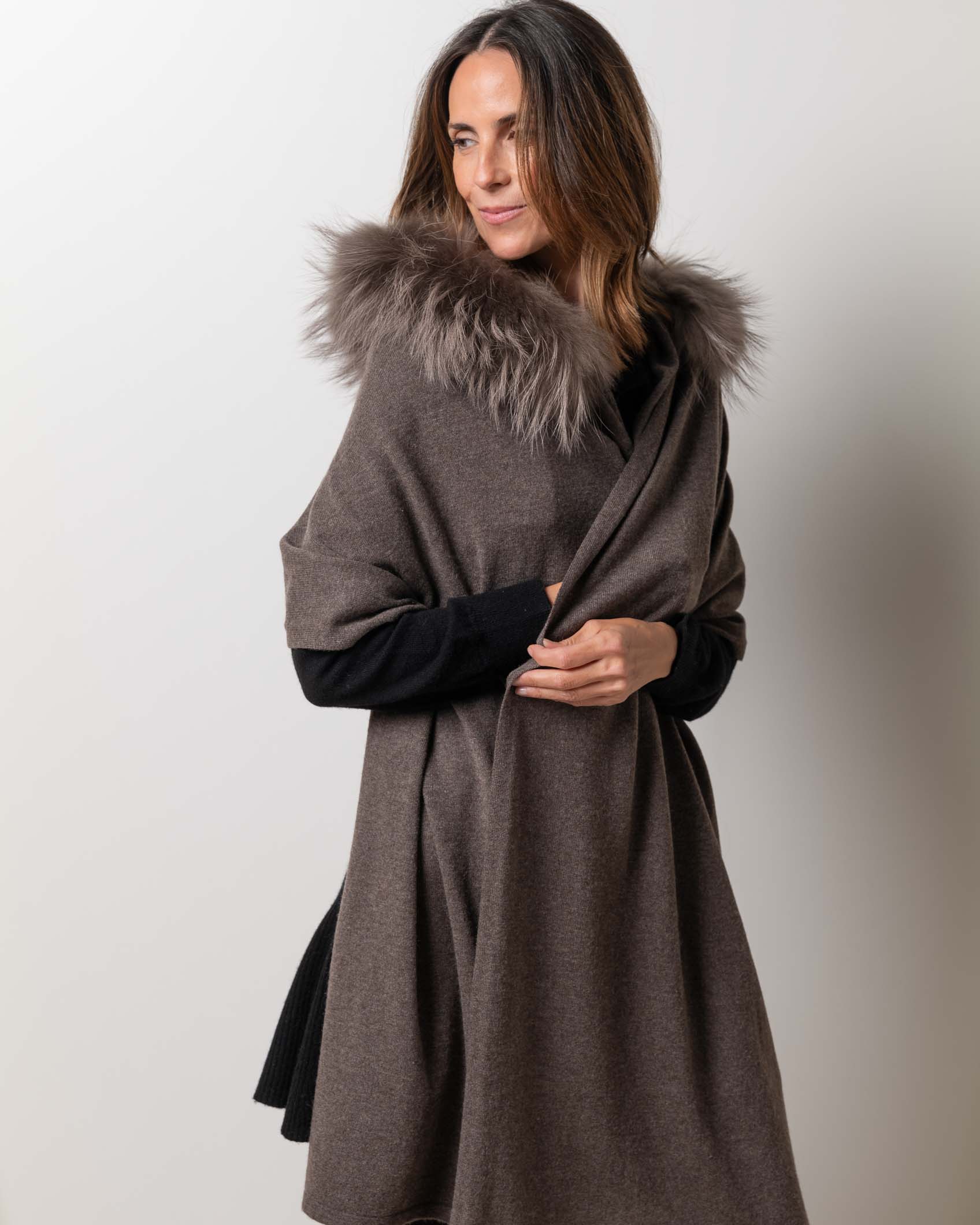 PASHMINA CAPUCHA CASHMERE TALLA UNICA DARK MINK