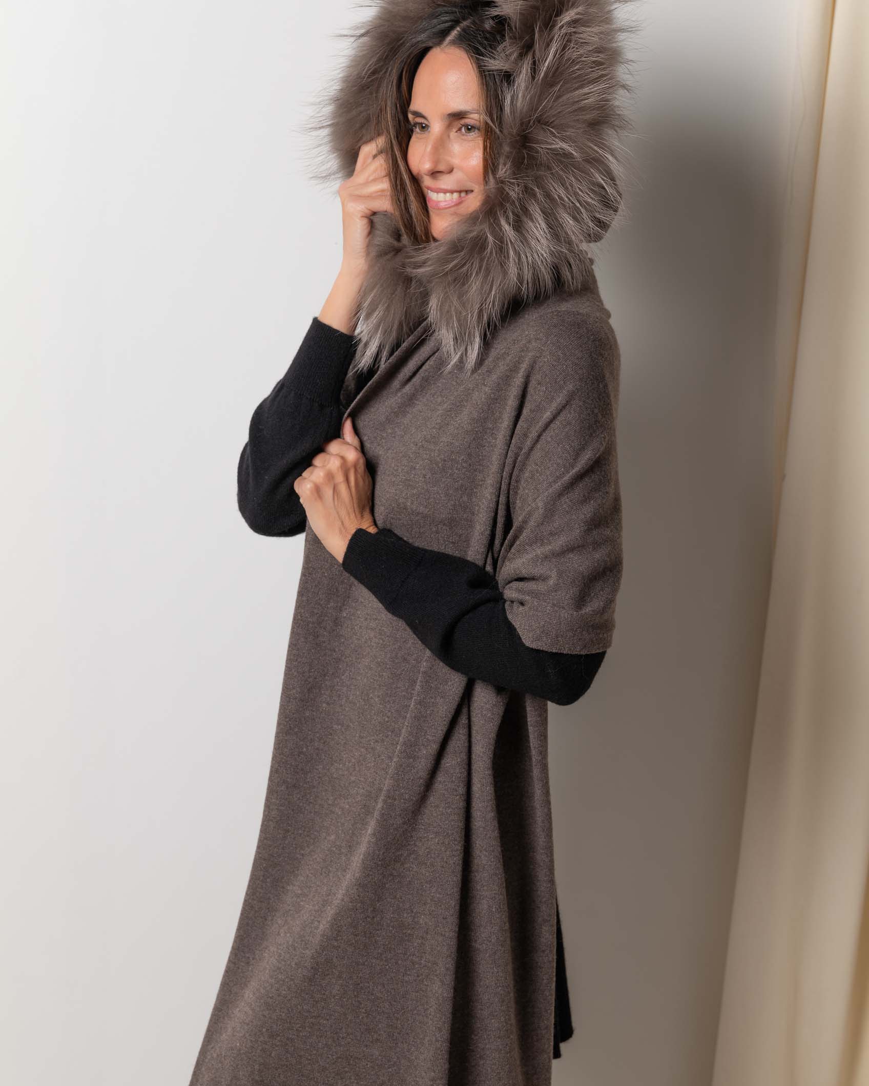 PASHMINA CAPUCHA CASHMERE TALLA UNICA DARK MINK 5