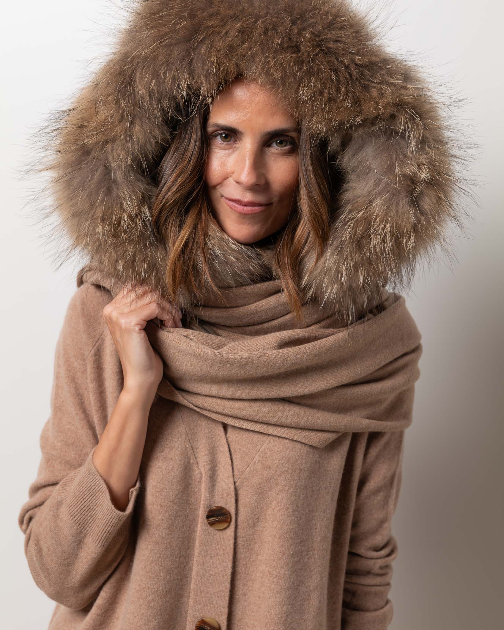 PASHMINA CAPUCHA CASHMERE TALLA UNICA ROCK CAMEL