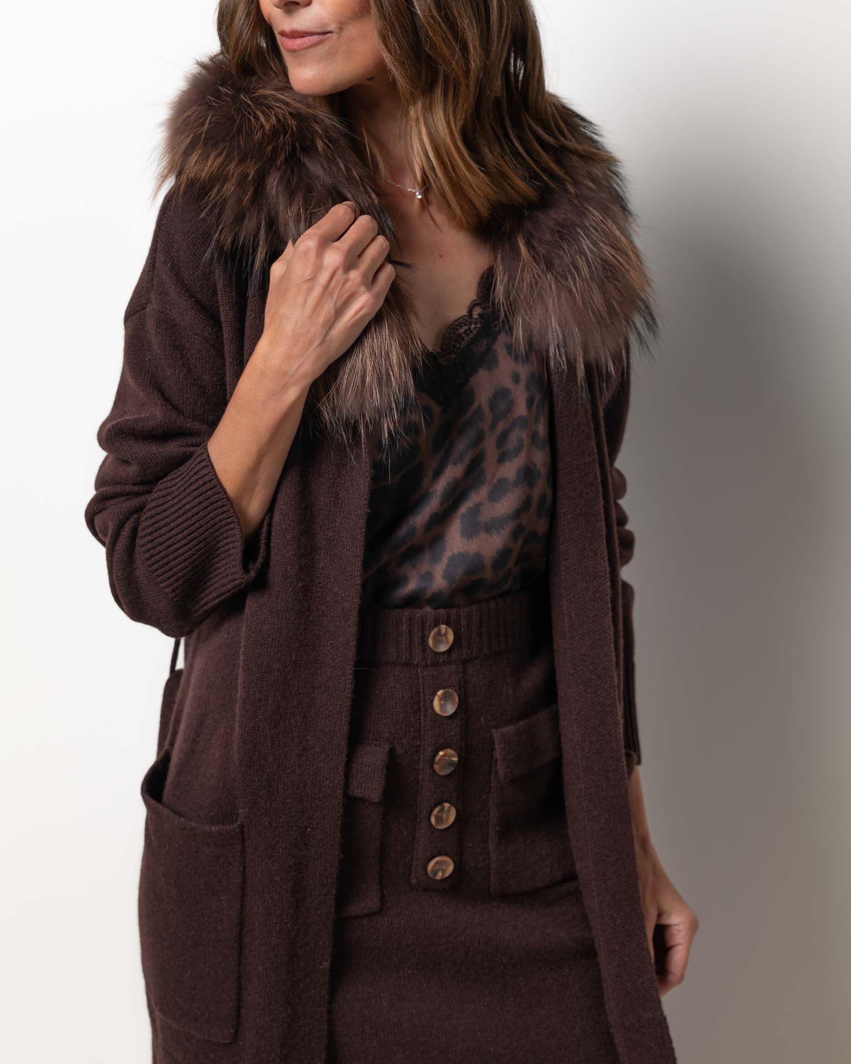 MINI FALDA BOLSILLOS CASHMERE CHOCOLATE BROWN 5
