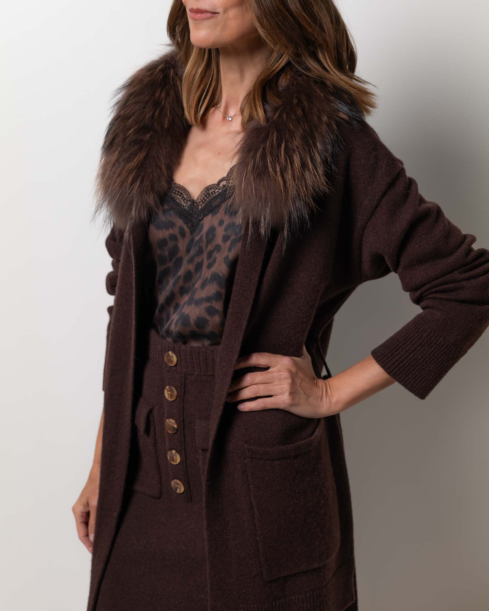 MINI FALDA BOLSILLOS CASHMERE CHOCOLATE BROWN 6