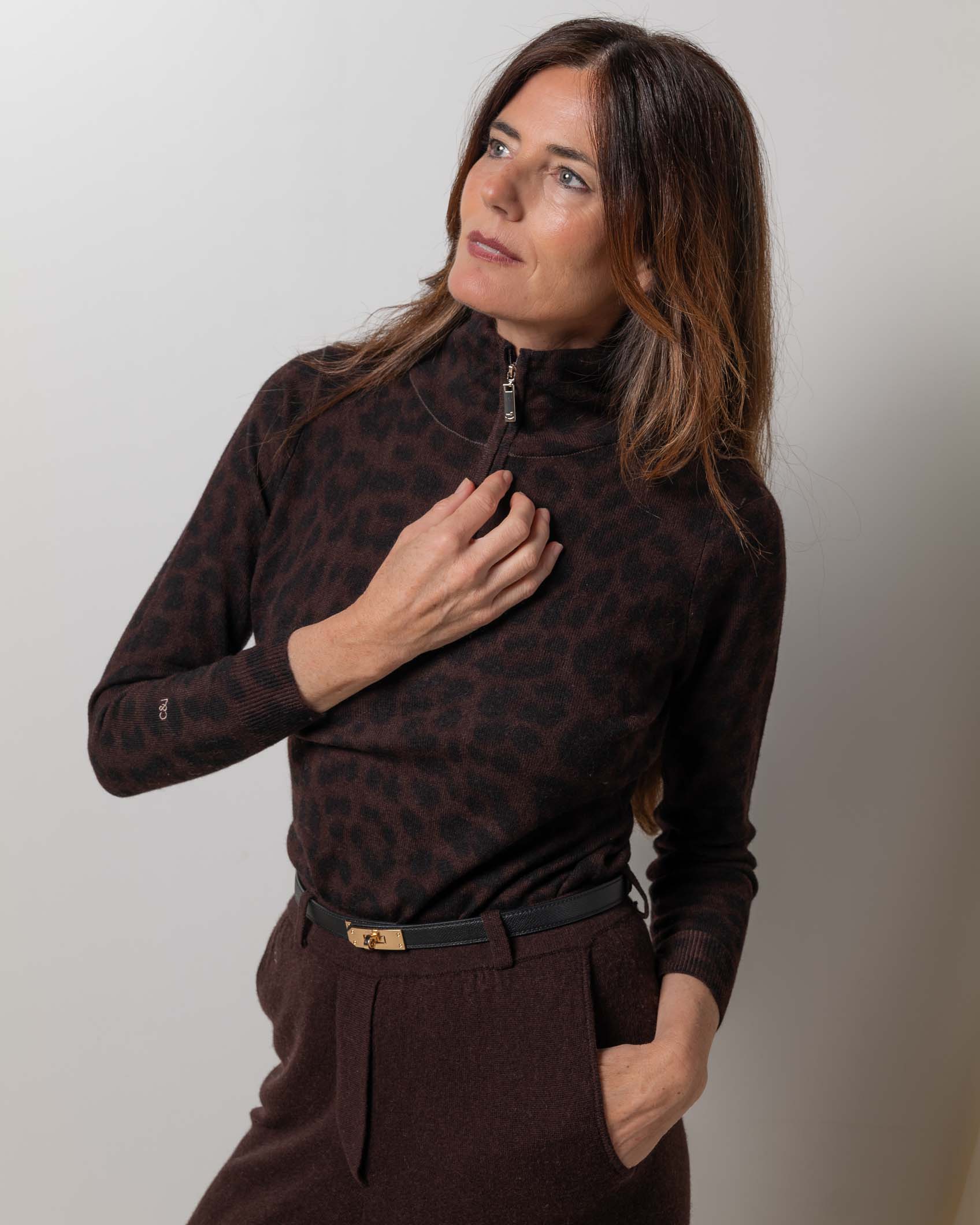 JERSEY CREMALLERA CASHMERE PRINT NAVY MOCCA
