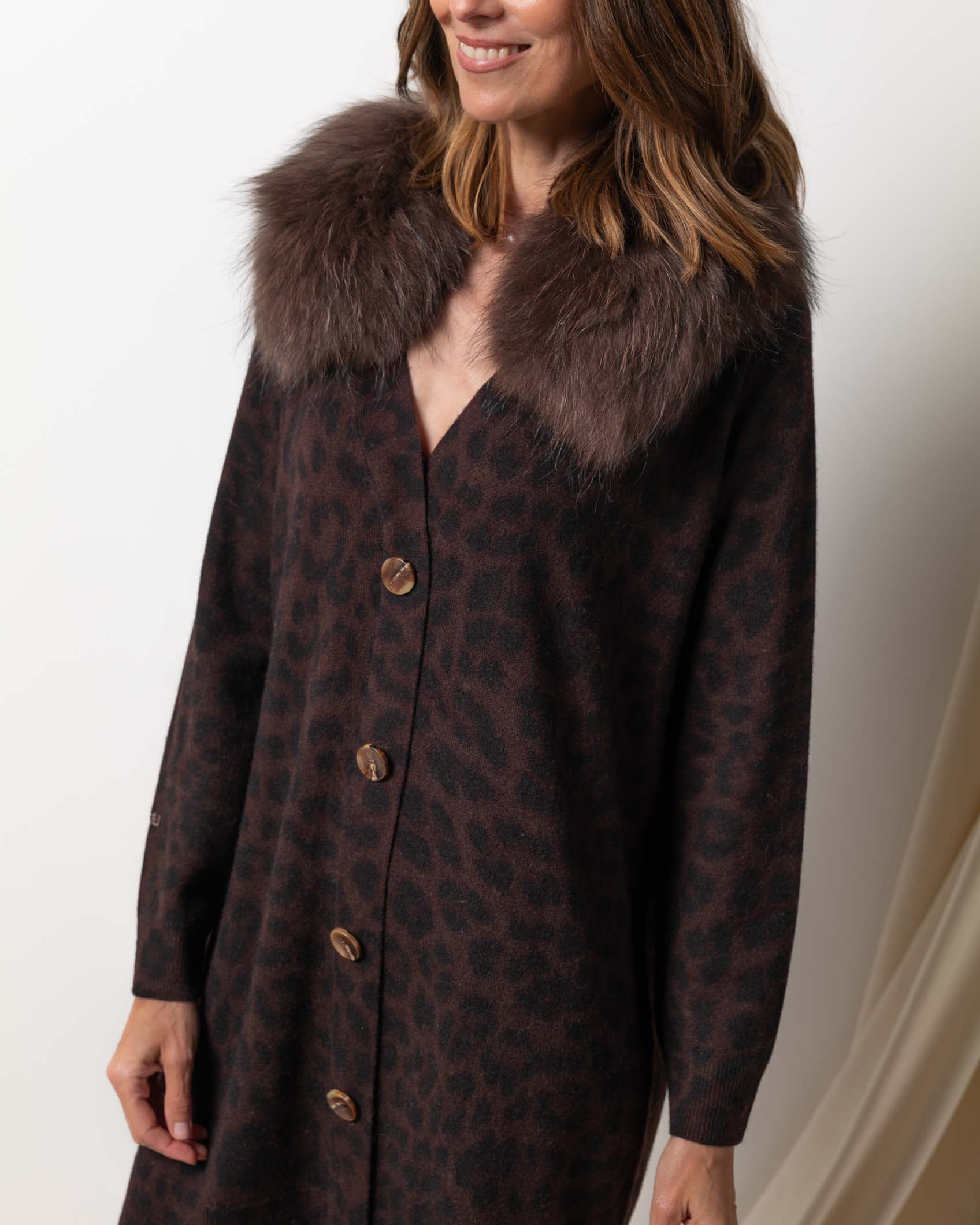 VESTIDO CARDIGAN MINI CASHMERE PRINT NAVY MOCCA 4