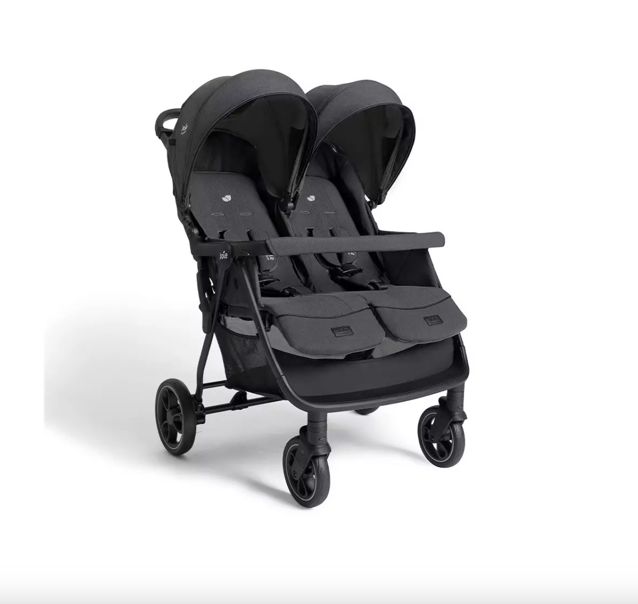 Cochecito gemelar  con 1 capazo soft ESTRELLA Ebony JOIE