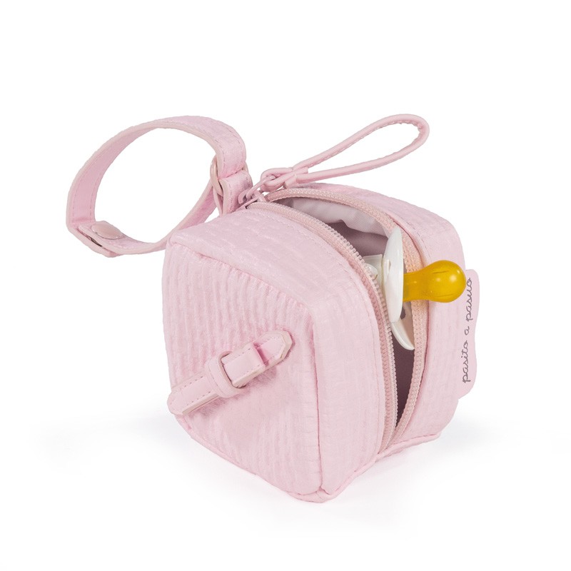 Funda Chupete NIDO GRABADO PASITO A PASITO, Rosa
