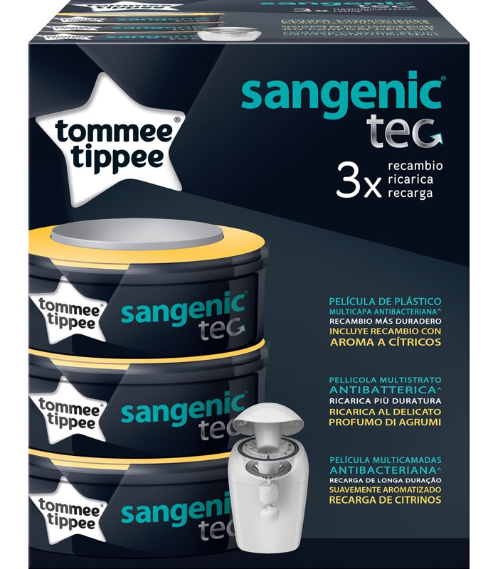 Recipiente para pañales Sangenic Hygiene Plus Tommee Tippee + 4 recambios  Tec