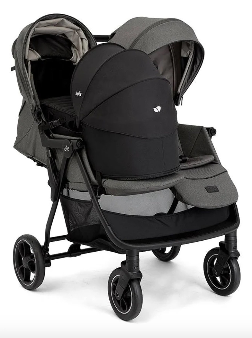 Cochecito gemelar  con 1 capazo soft ESTRELLA Ebony JOIE
