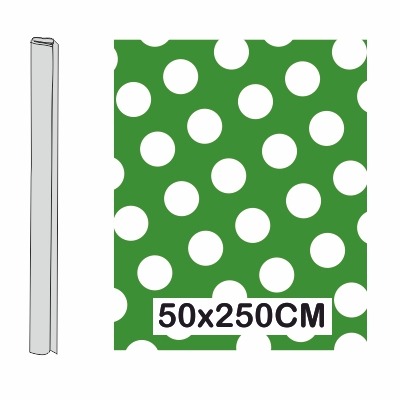 ROLLO PINOCHO TOPOS BLANCO/VERDE 50X250
