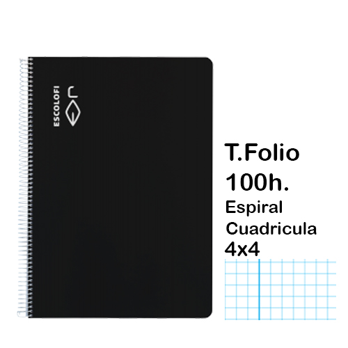 LIB. ESPIRAL LAT.Fº 100H.4X4 T/D NEGRA