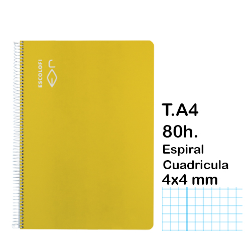 LIBRETA DIN A4 80 H.CUADRICULA 4X4 AMARI