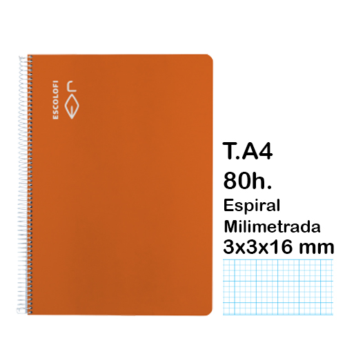 LIBRETA DIN A4 80 HOJAS 3X3X16 NARANJA