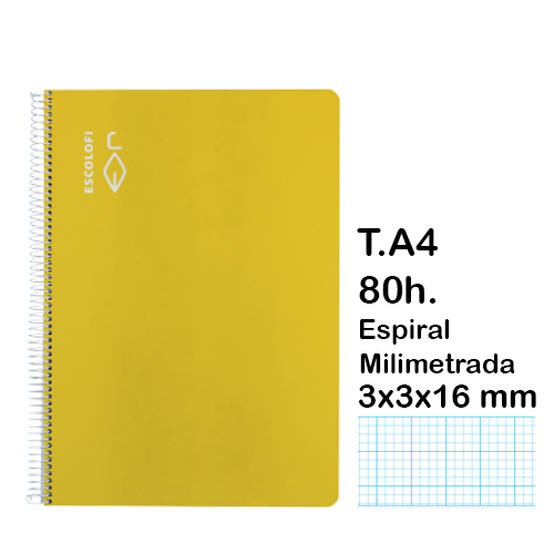 LIBRETA DIN A4 80 HOJAS 3X3X16 AMARILLO