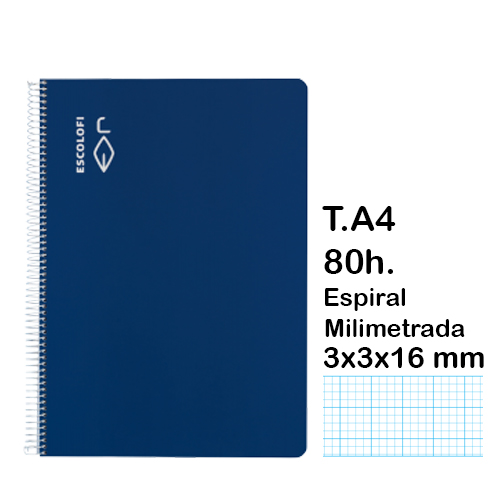 LIBRETA DIN A4 80 HOJAS 3X3X16 AZUL