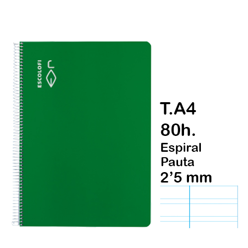 LIBRETA DIN A4 80 HOJAS PAUTA 2'5MM VER