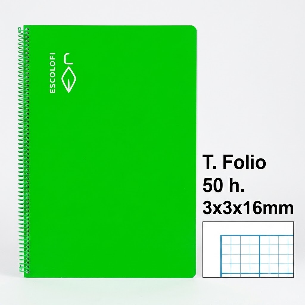 LIBRETA T.FOLIO 8X8MM C/M 100H VERDE