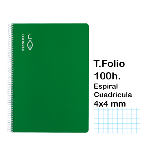 LIBRETA T.FOLIO 4X4X C/M 100H. VERDE