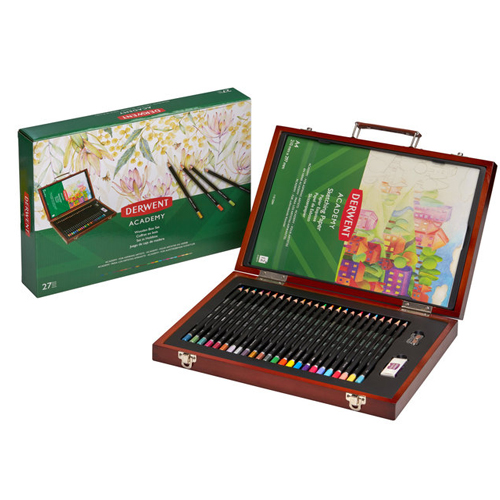 CAJA DERWENT DE MADERA LAPICES COLORES