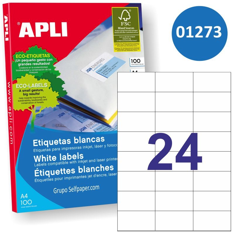 CAJA 100H. ETIQUETAS APLI 70X37MM