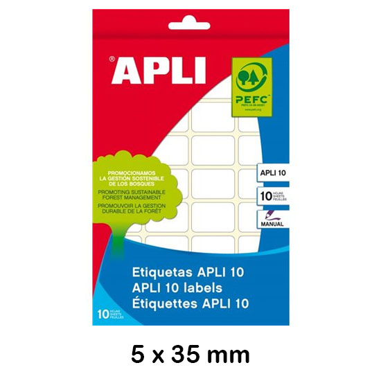 SOBRE ETIQUETAS APLI 5X35MM BLANCAS