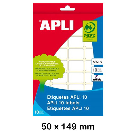 SOBRE ETIQUETAS APLI 50X149MM BLANCAS