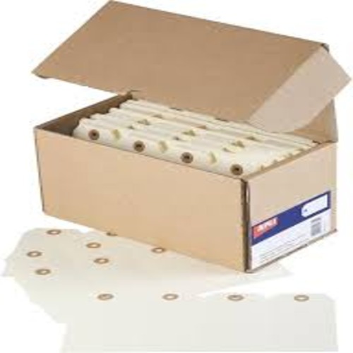 ETIQUETA CON ARANDELA  120X57MM CREMA 12