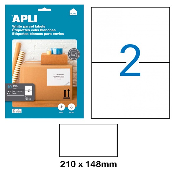PAQ. 10H. ETIQUETAS 210 X148 BLANCO APLI