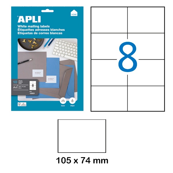 PAQ. 10H. ETIQUETAS 105 X74 BLANCA APLI