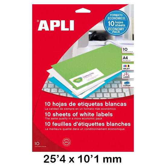 PAQ. 10H. ETIQUETAS 25.4X10.10 BLA. APL
