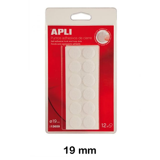 BLISTER 12 PUNTOS VELCRO 19MM BLANCO