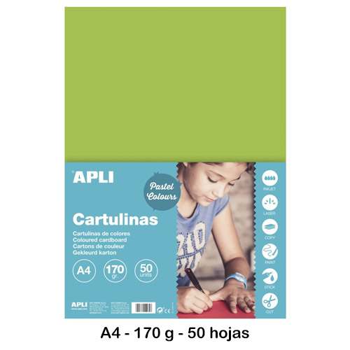 CARTULINA A4 170 GR PAQ 50 HOJAS VERDE