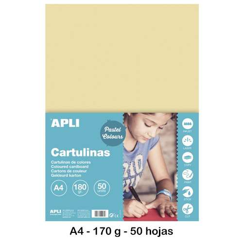 CARTULINA A4 170 GR PAQ 50 HOJAS CREMA
