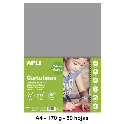 CARTULINA A4 170 GR PAQ 50 HOJAS GRIS