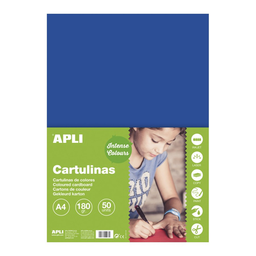 CARTULINA A4 170 GR PAQ 50 HOJAS AZUL O