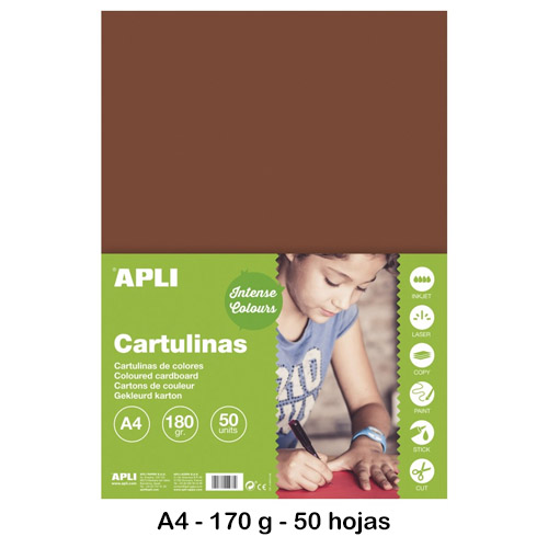 CARTULINA A4 170 GR PAQ 50 HOJAS MARRON