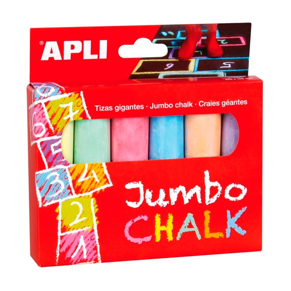 PAQUETE 6 TIZAS PARA SUELO DE COLORES