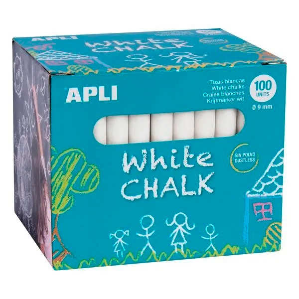 CAJA 100 TIZAS BLANCAS PIZARRA APLI