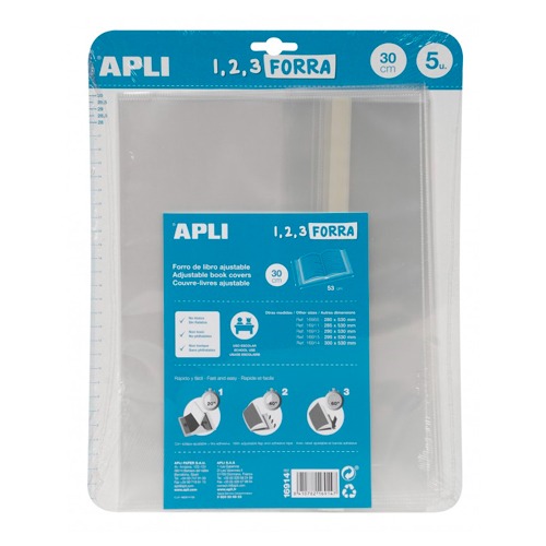 PACK 5 FUNDAS PP FORRALIBROS APLI 30CM