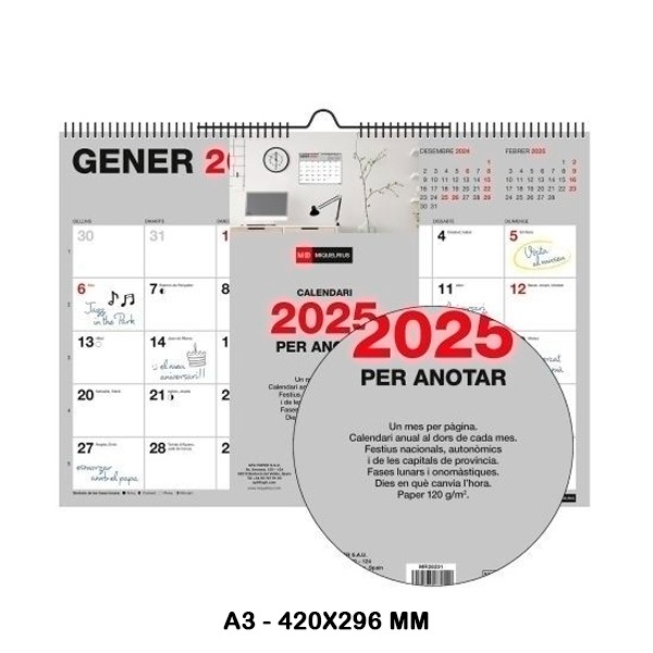 CALENDARIO PARED A3 ESCRIBIR BASIC 2025