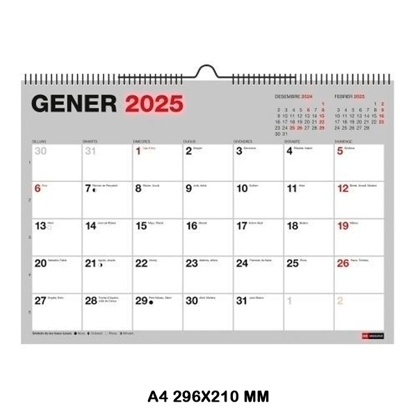 CALENDARIO PARED A4 ESCRIBIR BASIC 2025