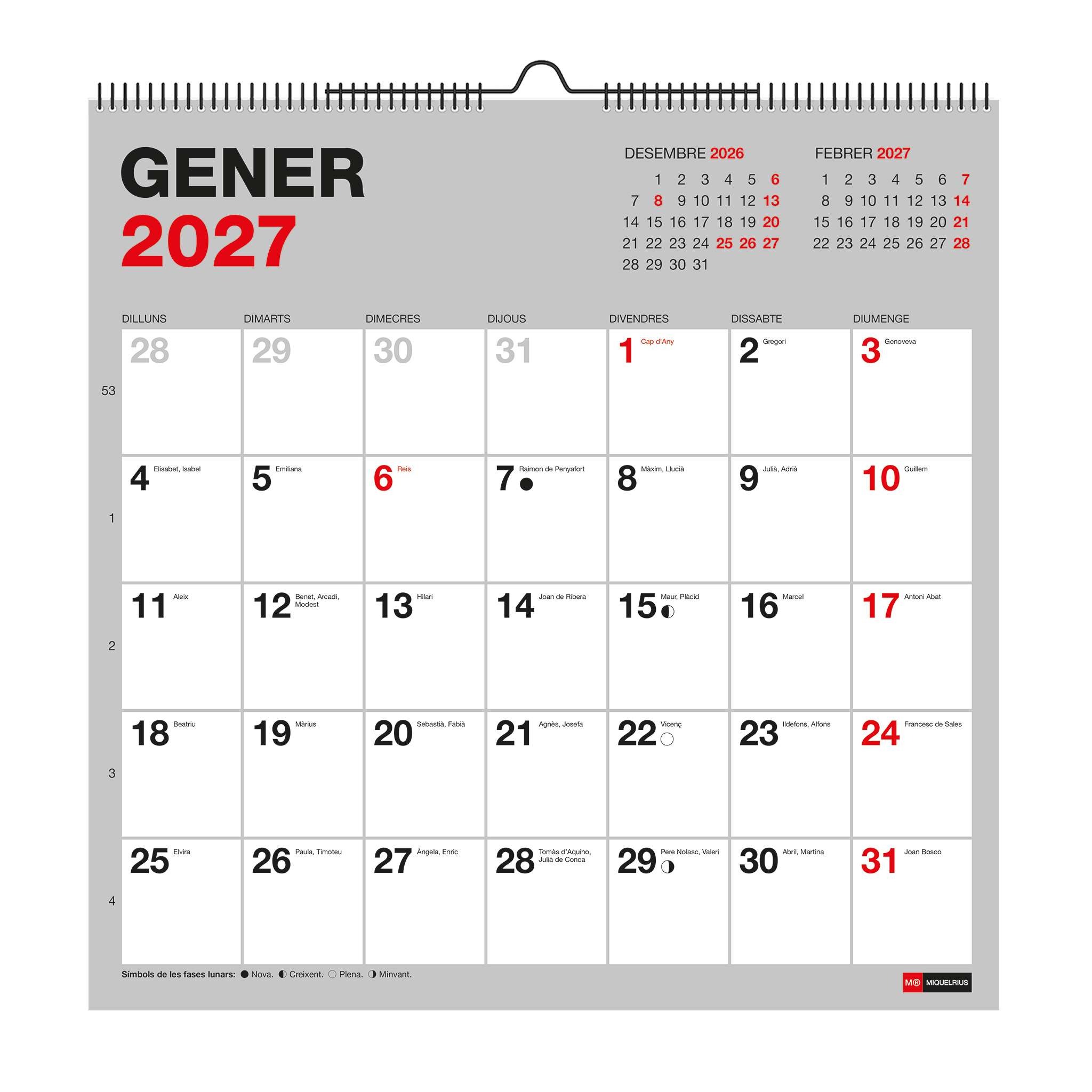 CALENDARIO PARED 30X30 ESCR.BASIC 27