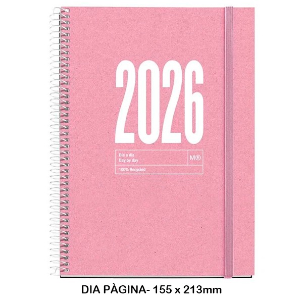 AGENDA ESPIRAL PLUS D/P RECY.ROSA 2026