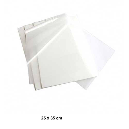 PAQ. 25 HOJAS PLASTICA 25X35CM BLANCAS