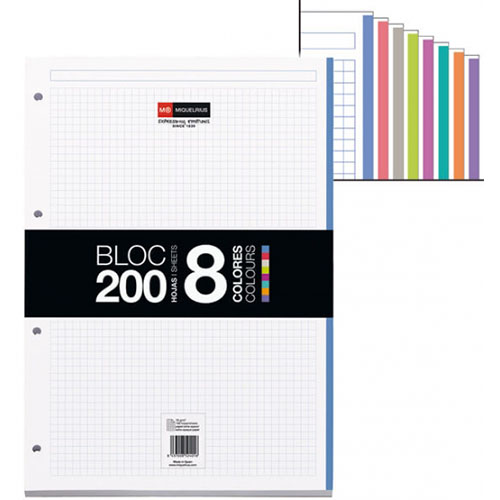 RECAMBIO A4 NB 200 HOJAS 8 COLORES