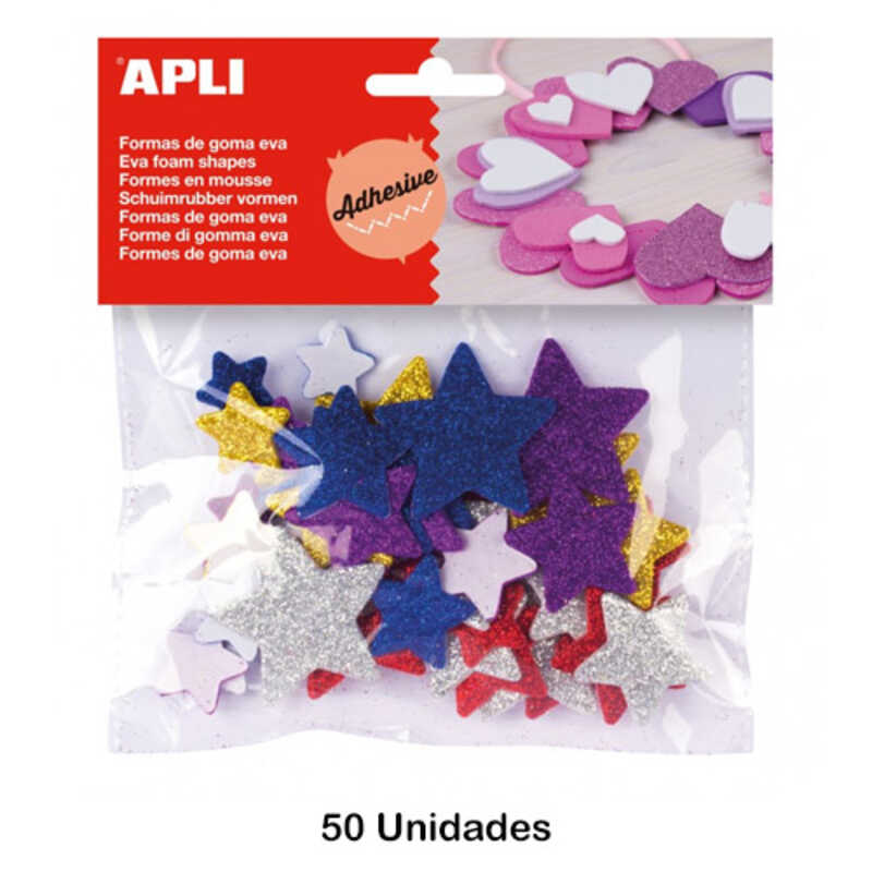 PAQ. 50 ESTRELLAS GOMA EVA PURPURINA