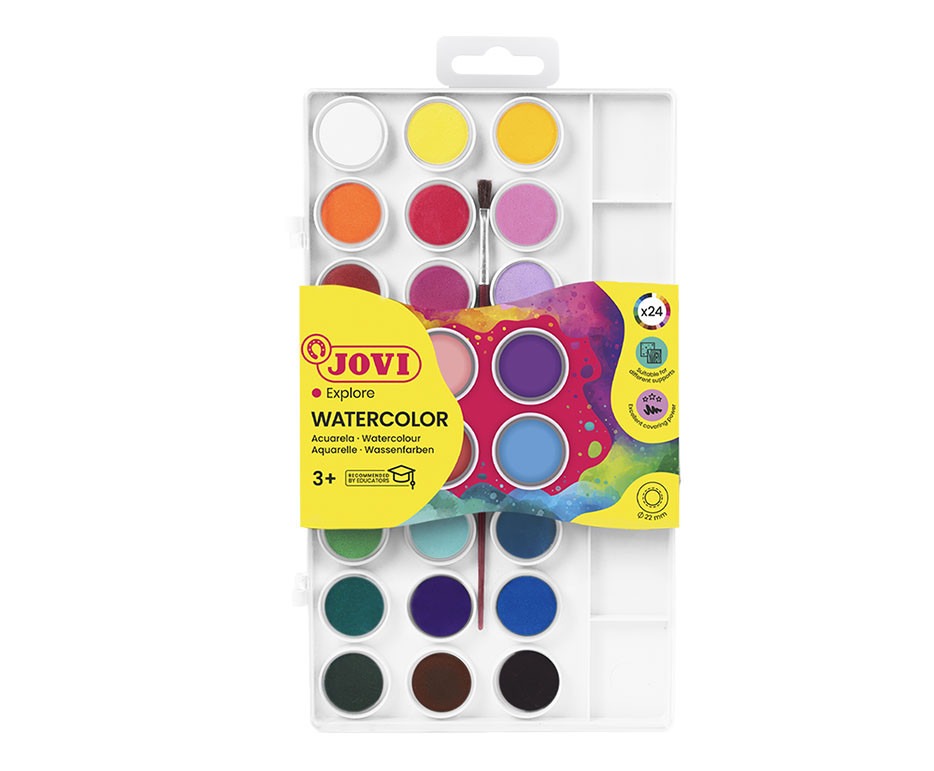 CAJA 24 ACUARELAS 22MM COLORES JOVI