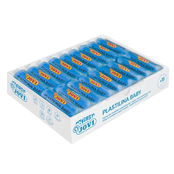 PAQ 18 PLASTILINAS BABY 38GR AZULES